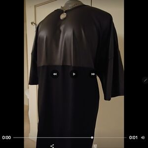 Cotton and pleather midi dress